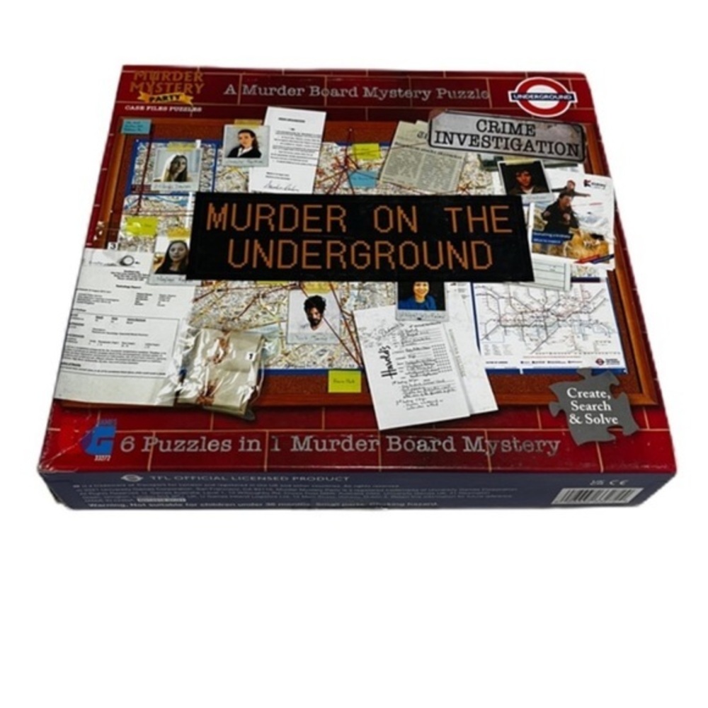 Murder on the Underground Murder Board Mystery Puzzle - Red Box